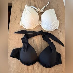 Shade & Shore Black and White Swim Tops, 34DD